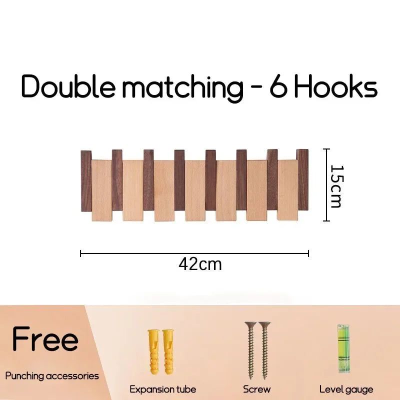 Black Walnut Solid Wood Wall-Mounted Clothing Hook