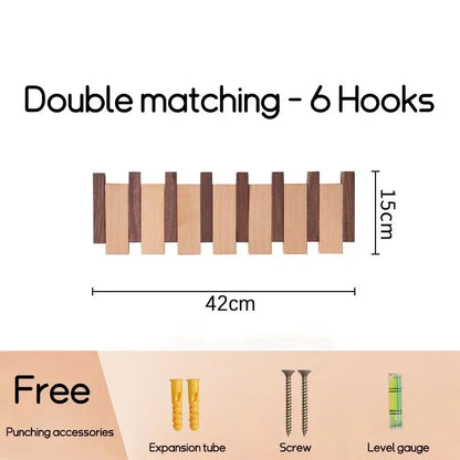 Black Walnut Solid Wood Wall-Mounted Clothing Hook
