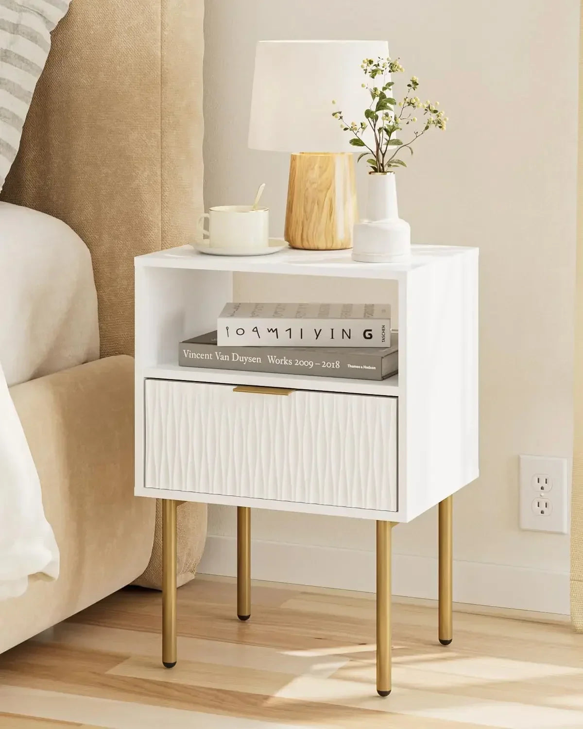 Bedside Table with Gold Frame