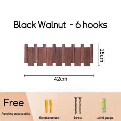 Black Walnut Solid Wood Wall-Mounted Clothing Hook
