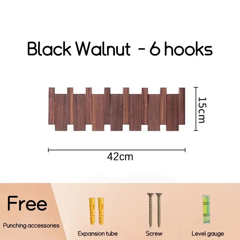 Black Walnut Solid Wood Wall-Mounted Clothing Hook