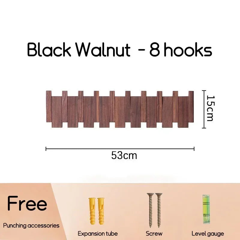 Black Walnut Solid Wood Wall-Mounted Clothing Hook