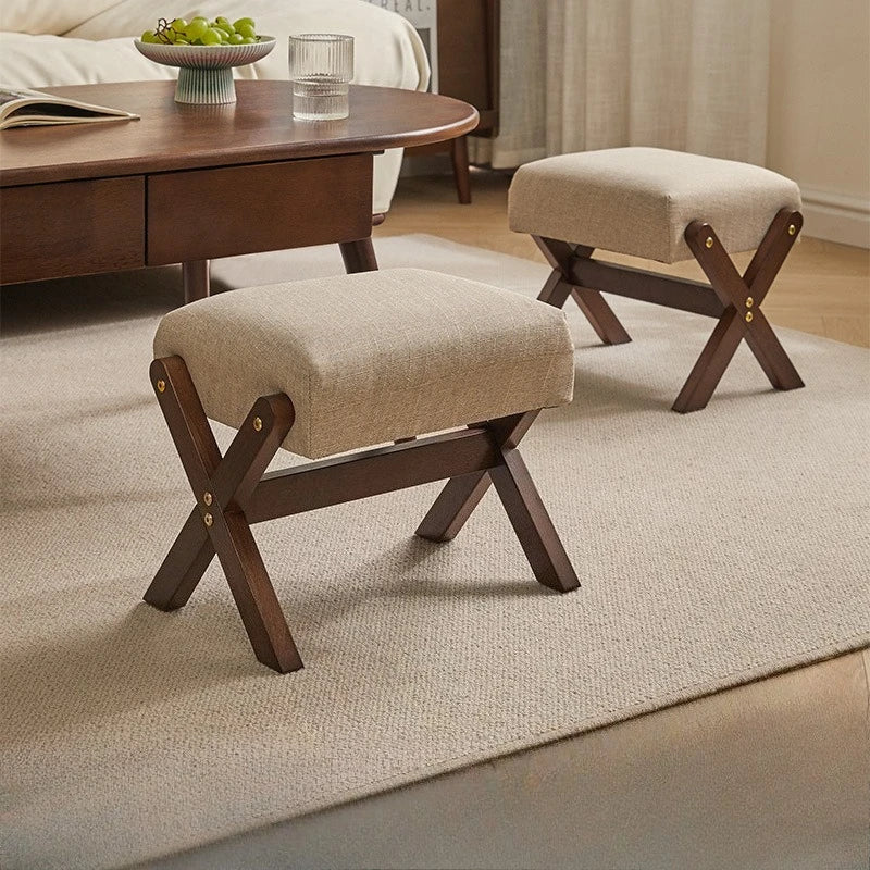 Solid Wood Footstool Soft Household