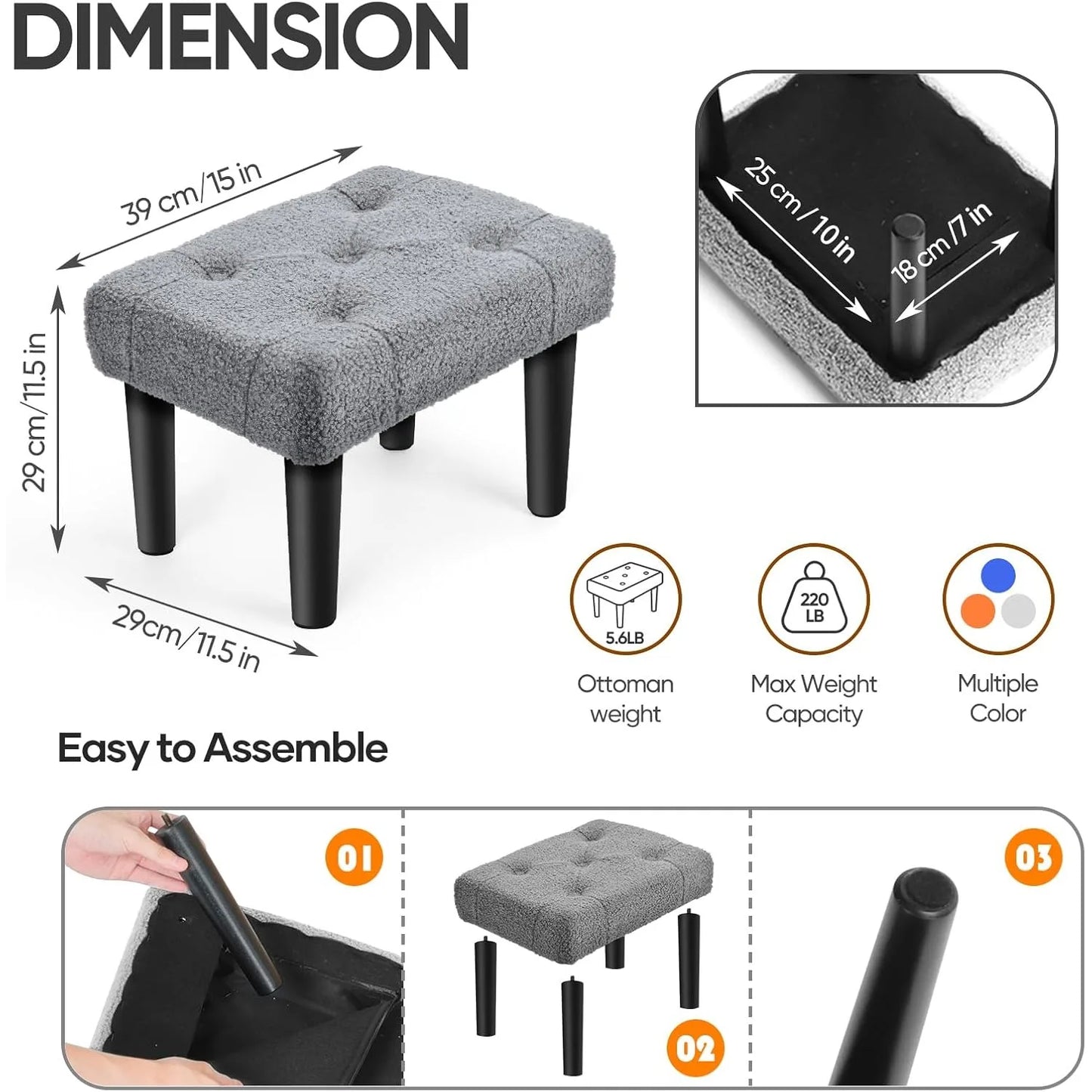 Teddy bear plush footstool with legs, suitable for office