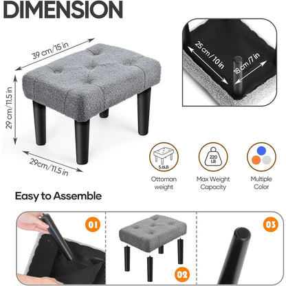 Teddy bear plush footstool with legs, suitable for office