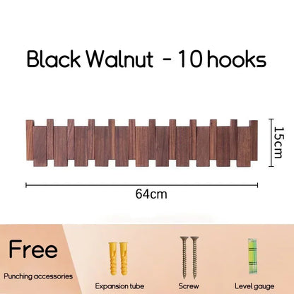 Black Walnut Solid Wood Wall-Mounted Clothing Hook
