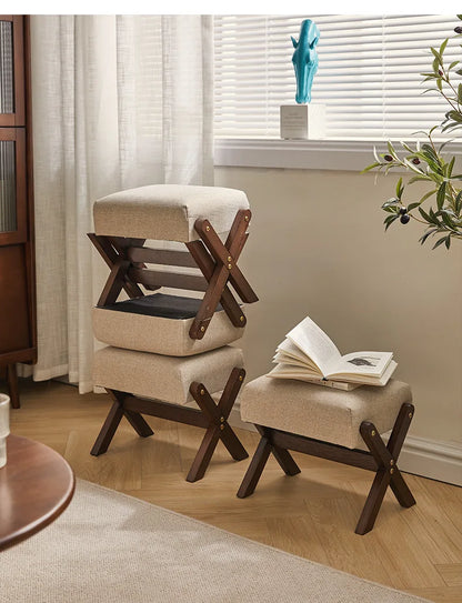 Solid Wood Footstool Soft Household