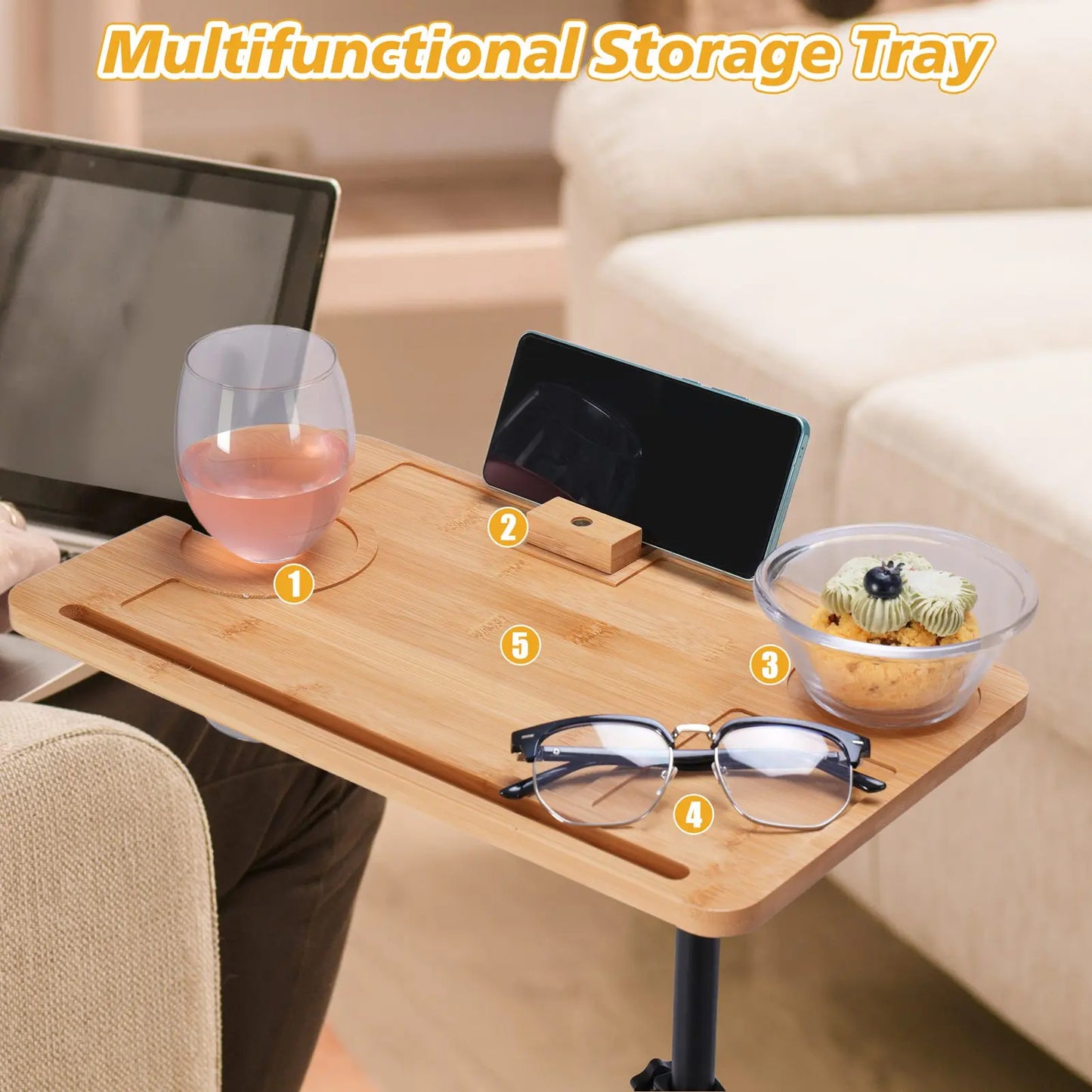 Vantic C Shaped End Table, Small Couch Side Table