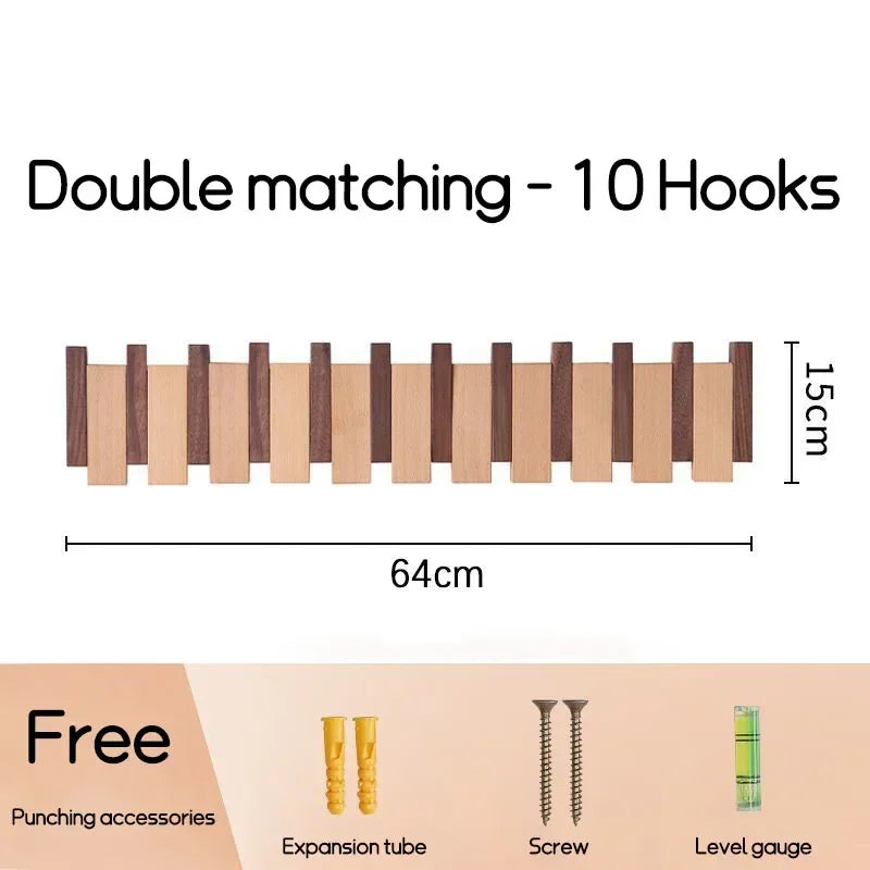 Black Walnut Solid Wood Wall-Mounted Clothing Hook