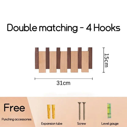 Black Walnut Solid Wood Wall-Mounted Clothing Hook