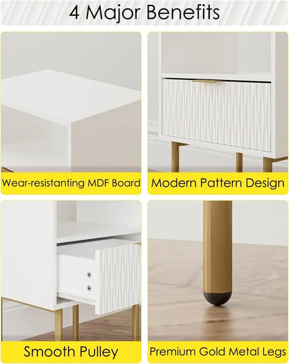 Bedside Table with Gold Frame