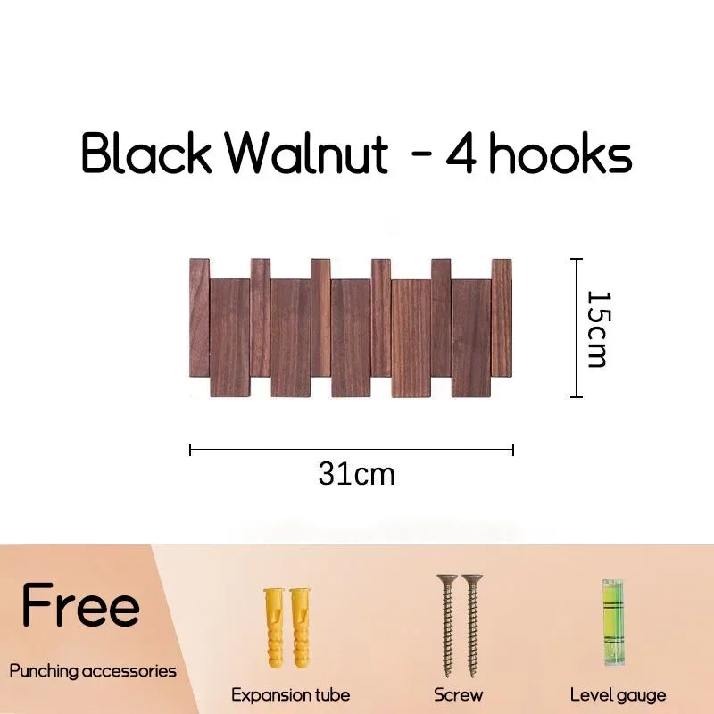 Black Walnut Solid Wood Wall-Mounted Clothing Hook