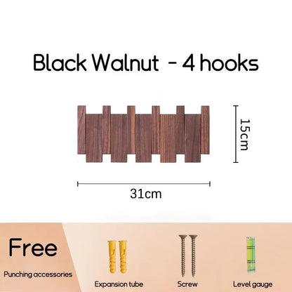 Black Walnut Solid Wood Wall-Mounted Clothing Hook