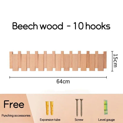 Black Walnut Solid Wood Wall-Mounted Clothing Hook